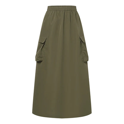 ZANZEA-Jupe Cargo adt pour Femme, Vintage, Élégante, Maxi, Bureau, Grandes Poches, Taille artificiel astique, Streetwear, Automne, 2023