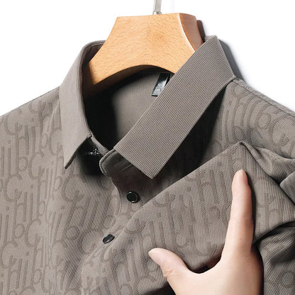 2025 New Men's Business Casual Short Sleeved Printed Polo Shirt Fashionable Breathable Comfortable and Versatile Top