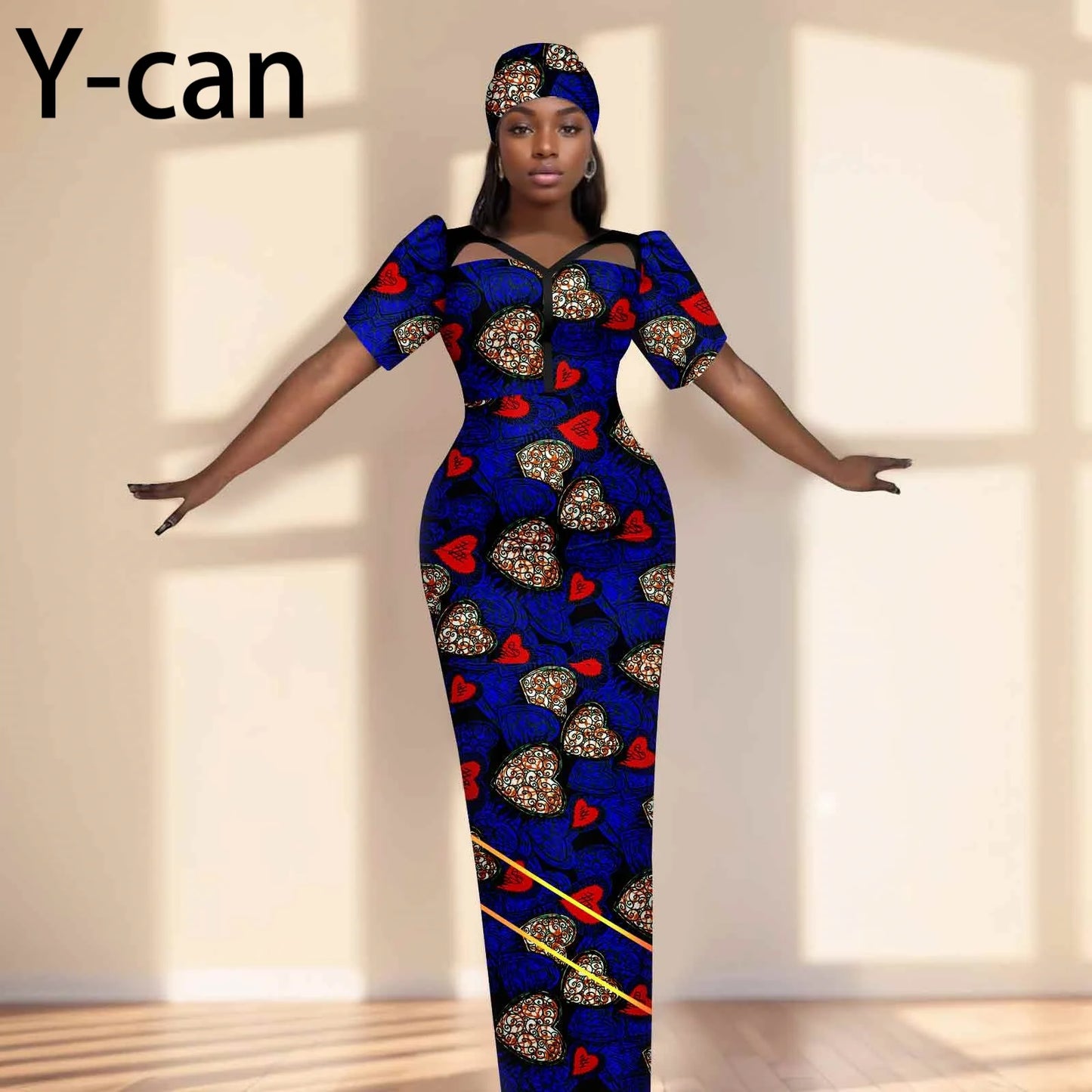Robe de soirée robes africaines pour femmes coupe ajustée robe à manches courtes robes de soirée avec bandeau Dashiki Ankara imprimer 2525071
