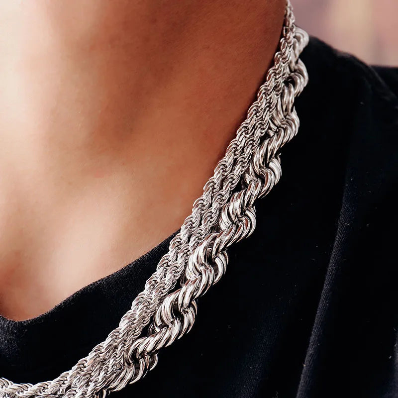 Provence S925 Man's Rope Chain Twisted Chain for Women 18/20/22/24 Inch Sterling Silver Necklace for Man Mini Choker Necklace