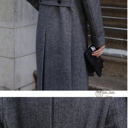 Veste de costume longue rétro britannique pour hommes