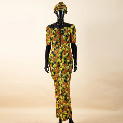 Robe de soirée robes africaines pour femmes coupe ajustée robe à manches courtes robes de soirée avec bandeau Dashiki Ankara imprimer 2525071