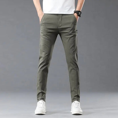 Fashion Men Casual Straight Tailored Trousers Male Jean Like Pants Comfortable Light Gray Dark Grey Trousers