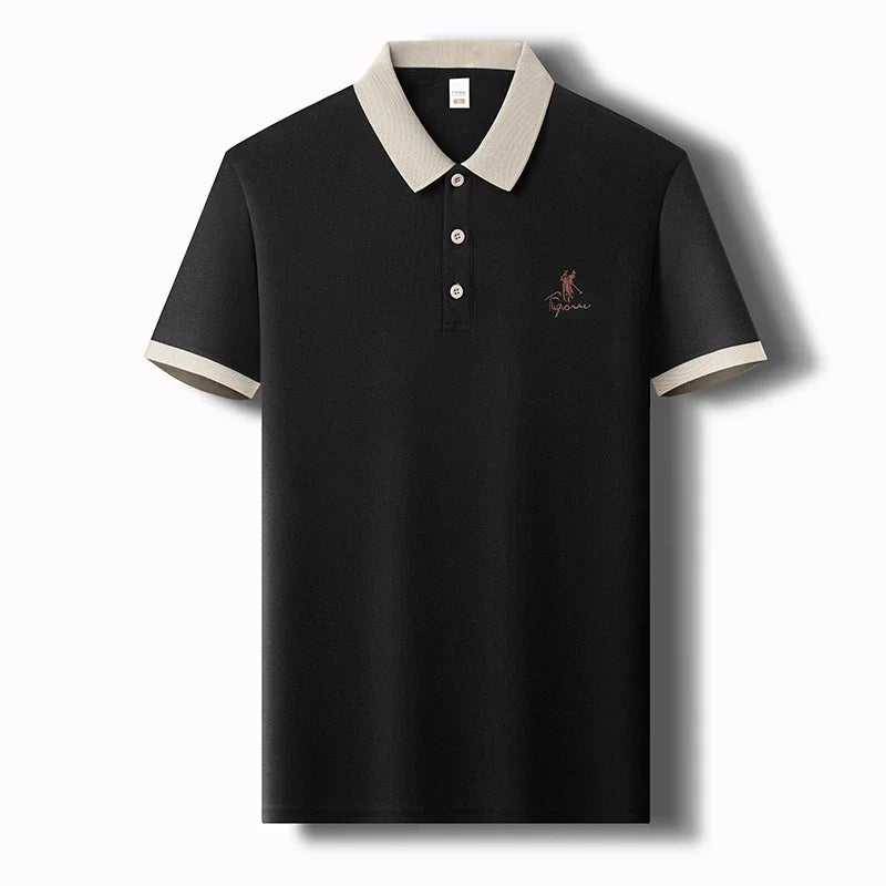 Men's Embroidered Casual Fashion Short Sleeved POLO Shirt Summer Comfortable Top