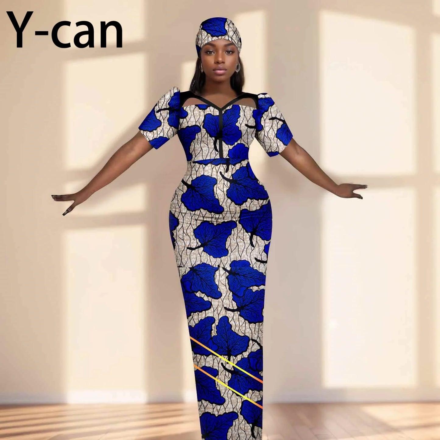 Robe de soirée robes africaines pour femmes coupe ajustée robe à manches courtes robes de soirée avec bandeau Dashiki Ankara imprimer 2525071