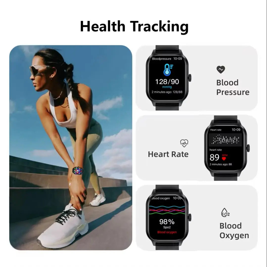 Montres intelligentes pour homme femme appel Bluetooth musique fitness tracker sport avec podomètre étanche informations alertes montre intelligente