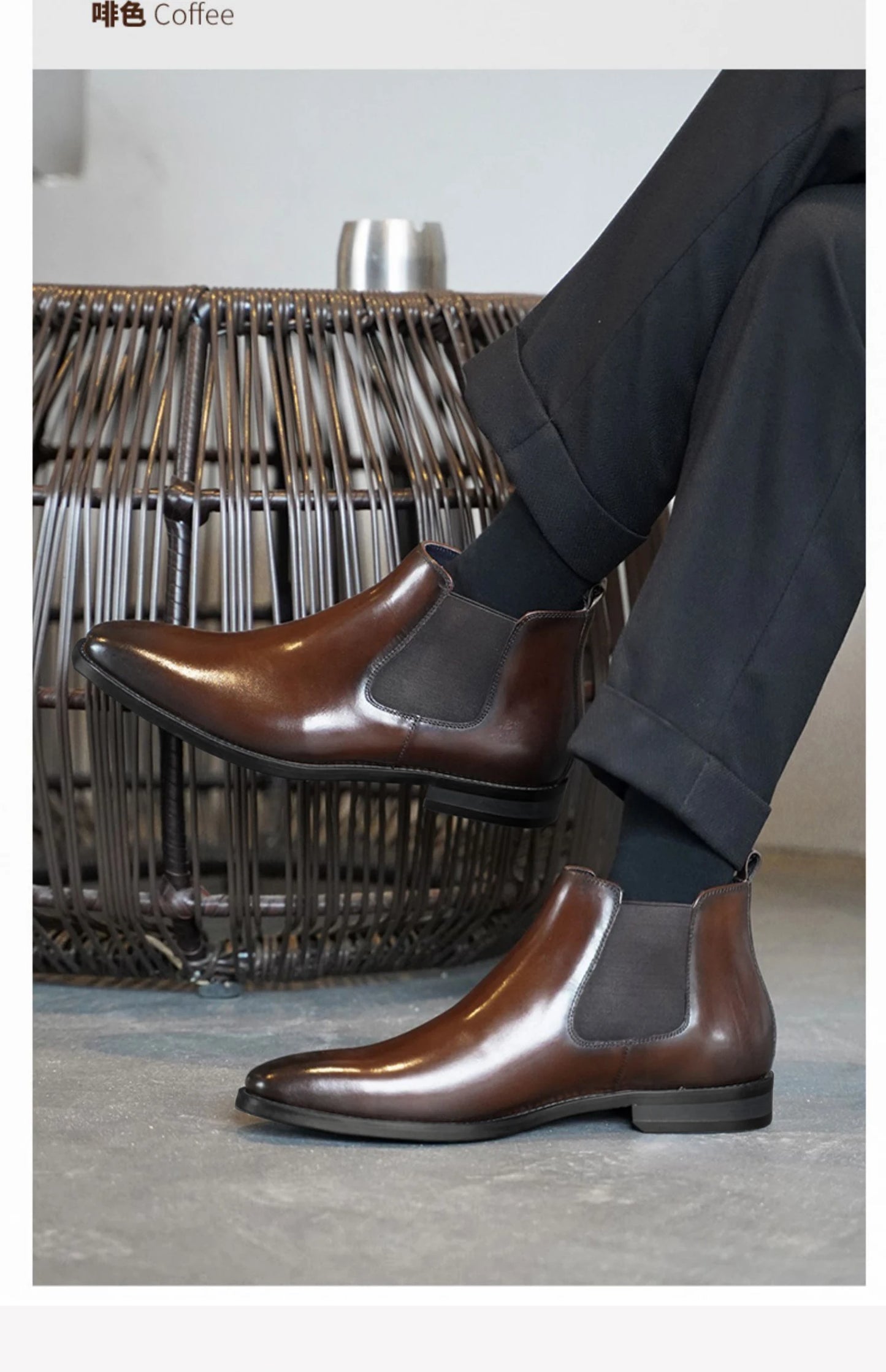 Bottines Chelsea en PU marron pour hommes, chaussures polyvalentes, décontractées, Style britannique, vêtements de fête de rue, robe classique, nouvelle collection