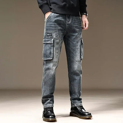 Jean pour hommes pantalon de cowboy droit avec poches pantalon Cargo esthétique régulière nouveau en empilé mode coréenne tendance 2025