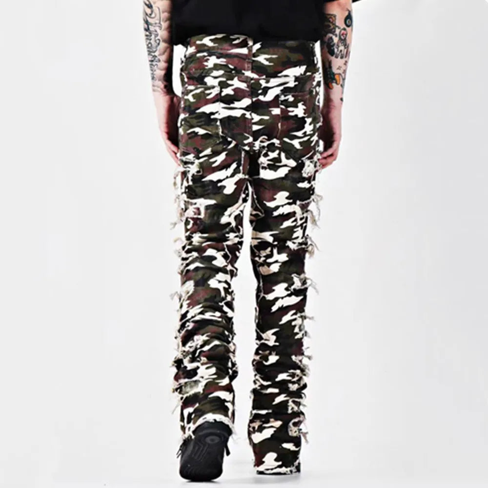 Kakan - New European and American Heavyweight Streetwise Stretch Patch Jeans for Men, High Street Straight Fit Long Jeans16-3001 - DOGOMET DIGITAL PLUS