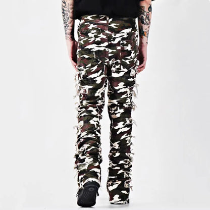 Kakan - New European and American Heavyweight Streetwise Stretch Patch Jeans for Men, High Street Straight Fit Long Jeans16-3001 - DOGOMET DIGITAL PLUS