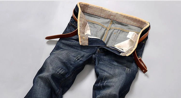 2025 nouveaux hommes Jean printemps automne droit pantalons à la mode décontracté Denim pantalon hommes classique mince Stretch Jean mode