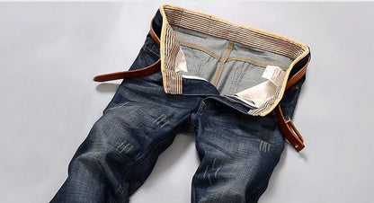 2025 nouveaux hommes Jean printemps automne droit pantalons à la mode décontracté Denim pantalon hommes classique mince Stretch Jean mode