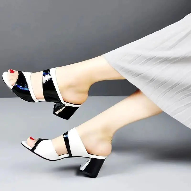 Western Style Ladies Leather Slippers