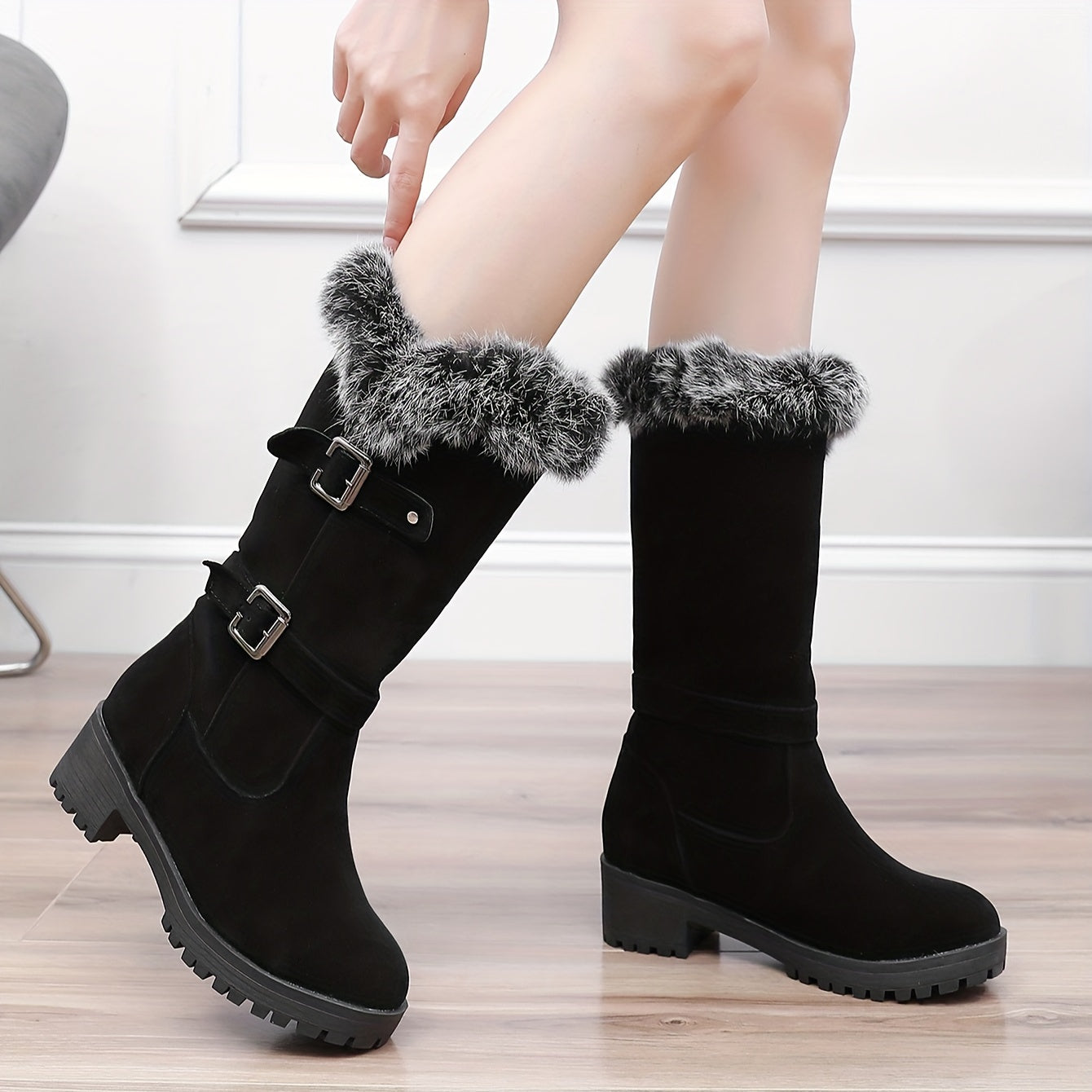 Women'S Winter Boots - Thick Platform Heel, Slip-On Closure, Non-Slip Rubber Sole, Warm Winter Shoes for Cold Weather, Everyday & Formal Outfits - Boots for Women