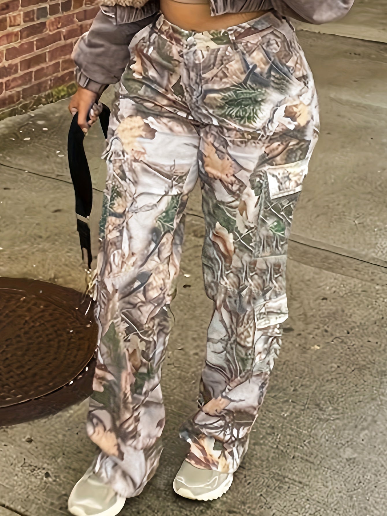 Women's High Waist Camo Print Cargo Denim Pants - Comfortable Straight Leg, Loose Fit, Street Style, Summer Fashion, Perfect for Fall & Winter, Casual Wear, Versatile Trousers Jeans with Multiple Pockets