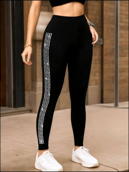 Women's High-Waisted Stretch Leg Pants - Non-See-Through Elastic Pants with Stretchy Waistband, All-Season Formal & Casual Pants for Everyday, Parties, Office - Machine Washable Black Trousers, High Waisted Leggings, Versatil