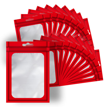 [Holographic Zipper Lock Bags] 100-Pack Holographic Zipper Lock Resealable Bags | Moisture-Proof Aluminum Foil Polyester Film Flat Transparent Window Pouch for Electronics/Jewelry/Cosmetics Organization, 4 Size Options, Non-f - DOGOMET DIGITAL PLUS