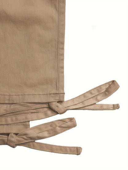 Women's Street Style Cargo Pants, Multi-Pocket Design, Denim Long Trousers Jeans, Casual And Trendy For Fall