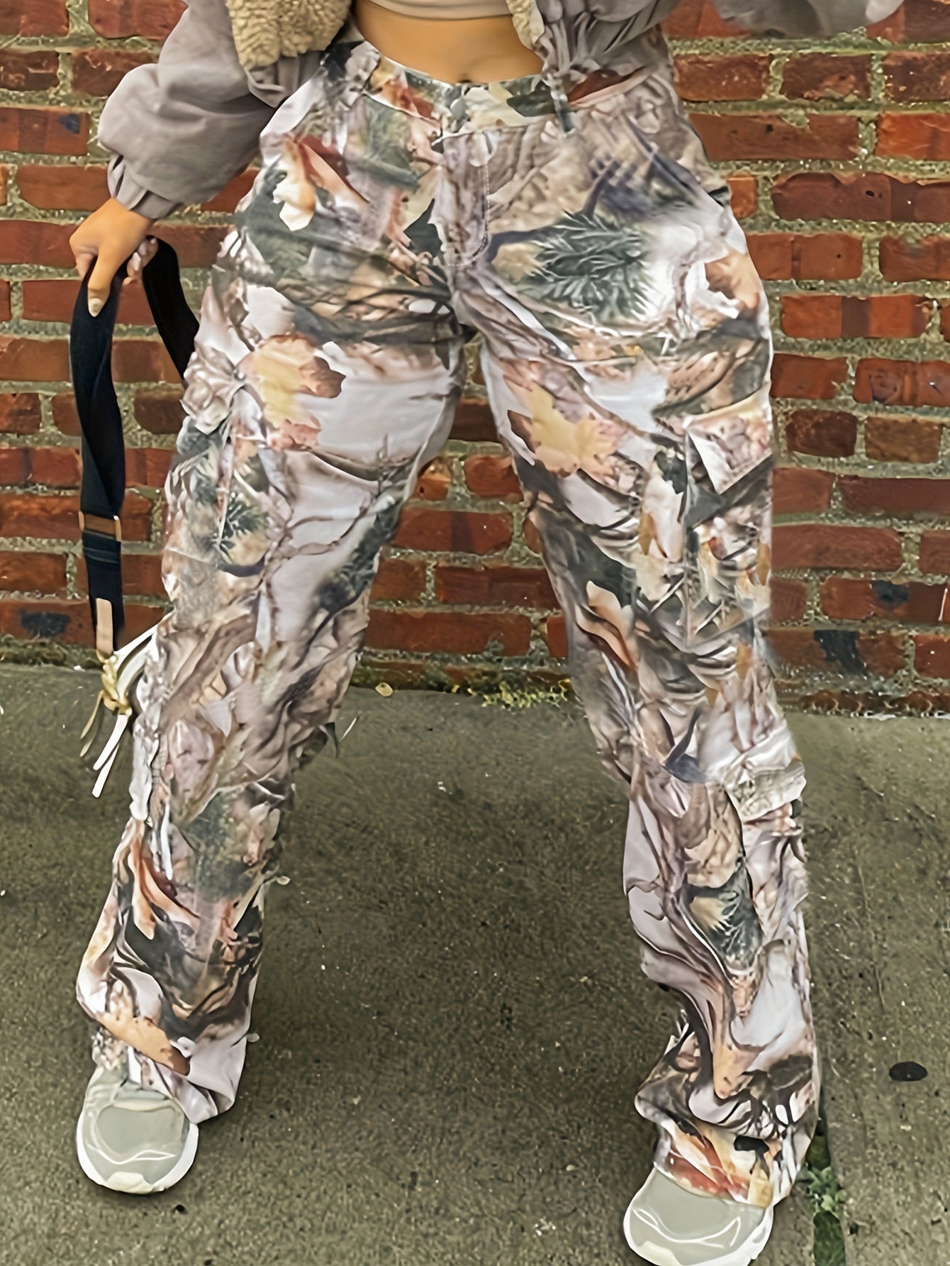 Women's High Waist Camo Print Cargo Denim Pants - Comfortable Straight Leg, Loose Fit, Street Style, Summer Fashion, Perfect for Fall & Winter, Casual Wear, Versatile Trousers Jeans with Multiple Pockets