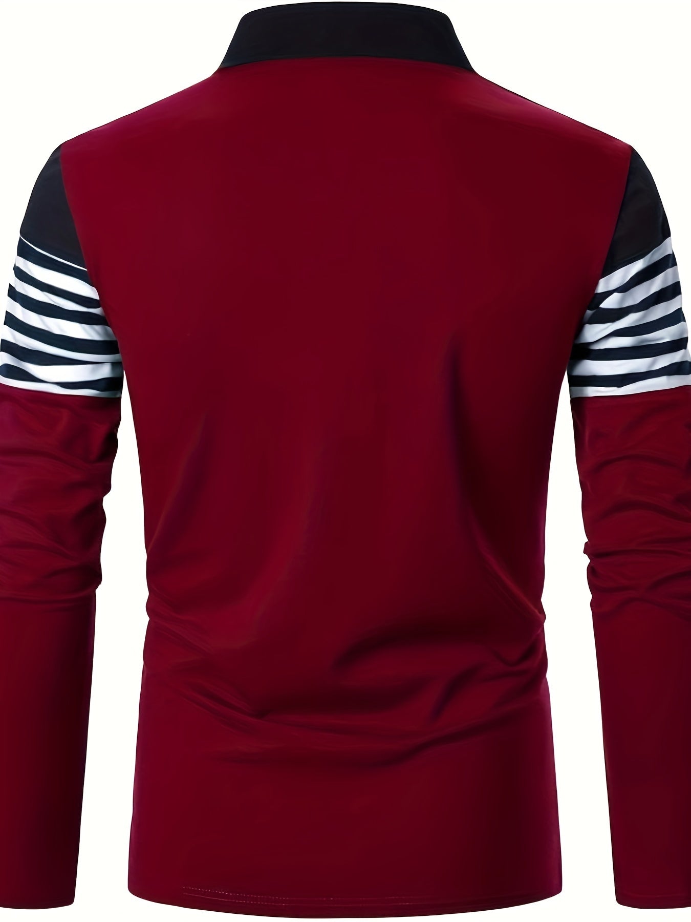 European And N Men's Fashion, Striped Button Lapels For Outdoor Shirts, Men's Golf Shirts Four Seasons Men's T-shirts, Random Printing Long-sleeved Casual Men's Polo Shirts